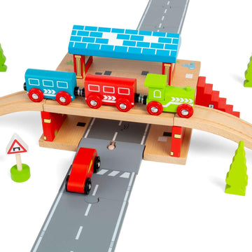 Bigjigs Rail, Overground Station, Wooden Toys, Wooden Train Shed, Train Toys, for 3 4 5 Year Olds