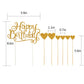 PALASASA Gold Glitter Happy Birthday Cake Toppers 7Pcs Heart Party Decor