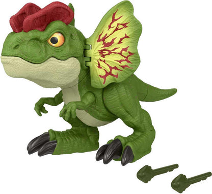 Mattel Jurassic World Uncaged Dinosaur Toy, Fierce Launchin' Dilophosaurus Figure with Shooting Action, Sound & 2 Projectiles