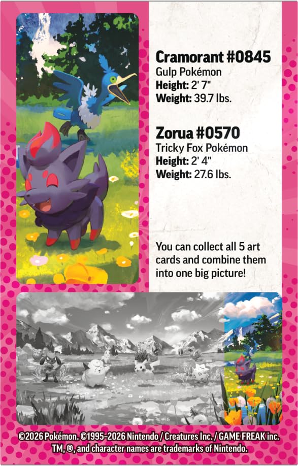Pokemon TCG: Mega Evolution-Ascended Heroes Mini Tin: Zorua & Cramorant (1 Sticker Sheet, a Pokémon Art Card & 2 Booster Packs)