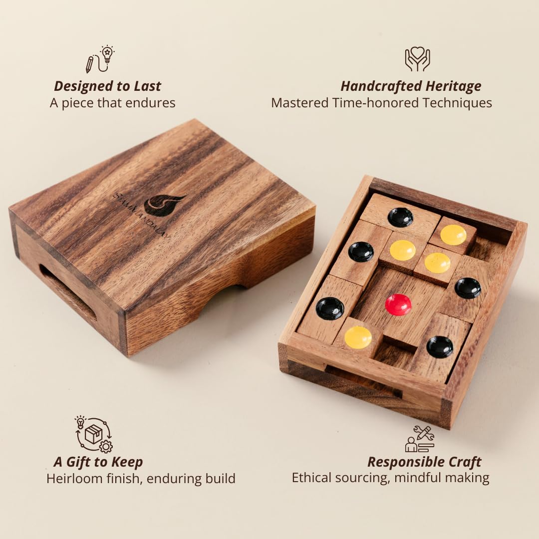 Setting Sun: STEM Sliding Block Puzzle AKA Huarong Dao or Klotski from SiamMandalay with SM Gift Box(Pictured) Improve Critical Logical Thinking