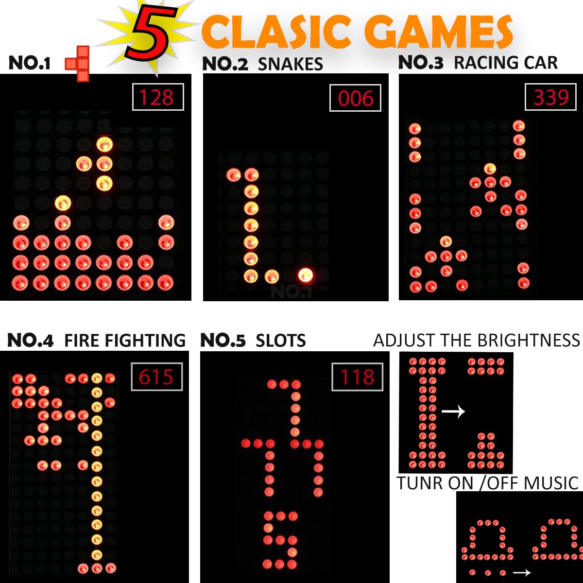 DIY Solder Project Game Kit with 5 Retro Classic Games for Electronic Soldering Practice and Learning, Comfortable Acrylic Case and Handheld Size