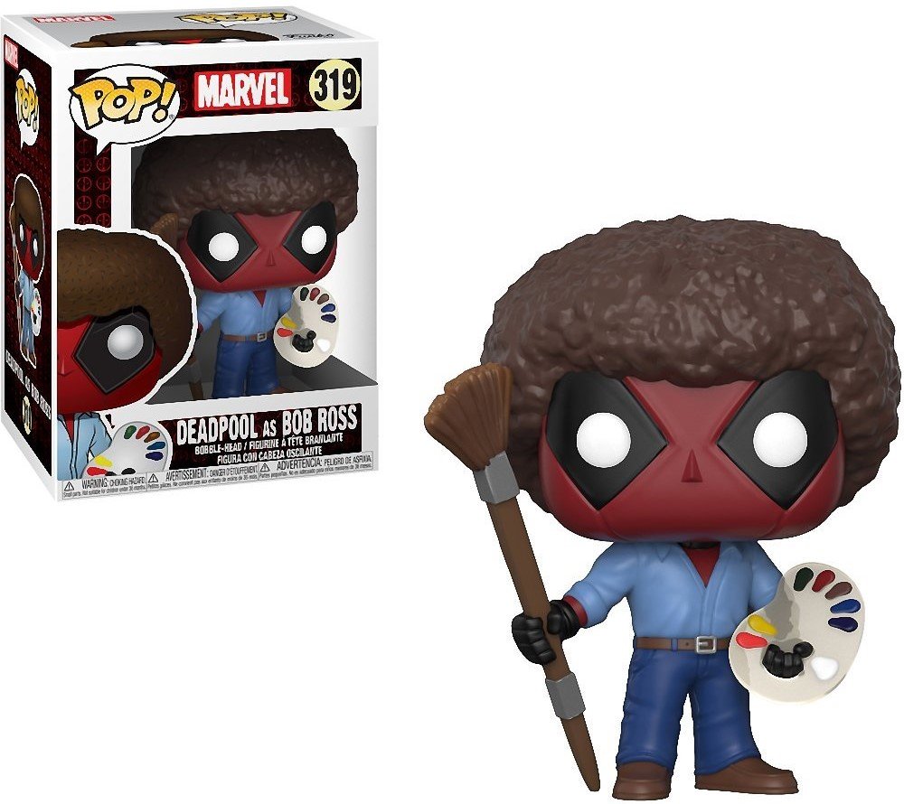 Funko Pop! Marvel X-Men: Deadpool Playtime - Bob Ross Deadpool Vinyl Figure (Bundled with Compatible Box Protector Case), Multicolor, 3.75 inches