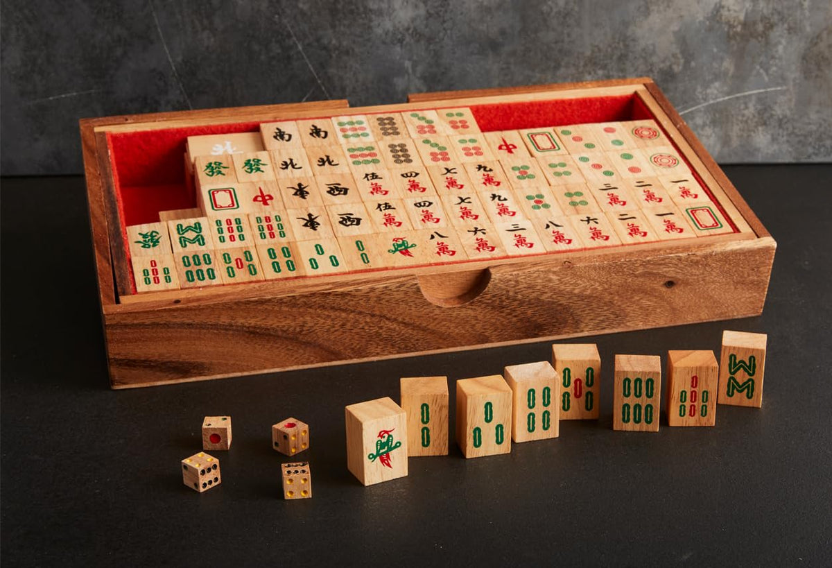 Verve CULTURE Thai Crafted Mahjong Set Handcrafted Wooden Tiles | Chinese Mahjong Set