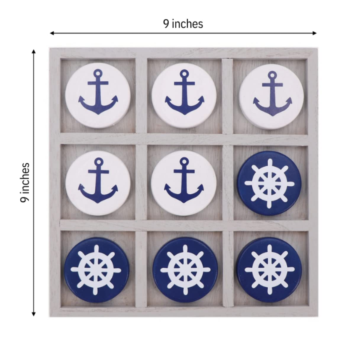 Nautical Beach Decor Tic Tac Toe Wooden Game Set for Families, Boat Lovers