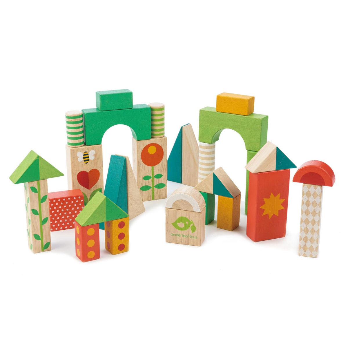 Tender Leaf Toys Baby Block Wooden Walker - Includes 29 Garden Themed Toy Blocks Premium Quality Construction Develops Balance, Strength & Creative