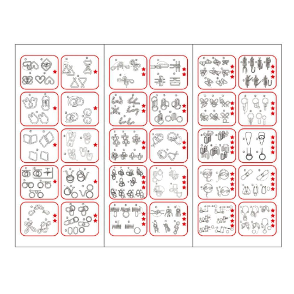 32 Brain Teasers Metal Wire IQ Puzzles,for Adult Children and Student Expanding Mind, Disentanglement Puzzle Unlock Interlock Toys Stocking Stuffers