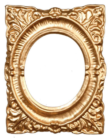 Town Square Miniatures Dollhouse Empty Ornate Inner Oval Gold Picture Frame Medium 1:12 Accessory