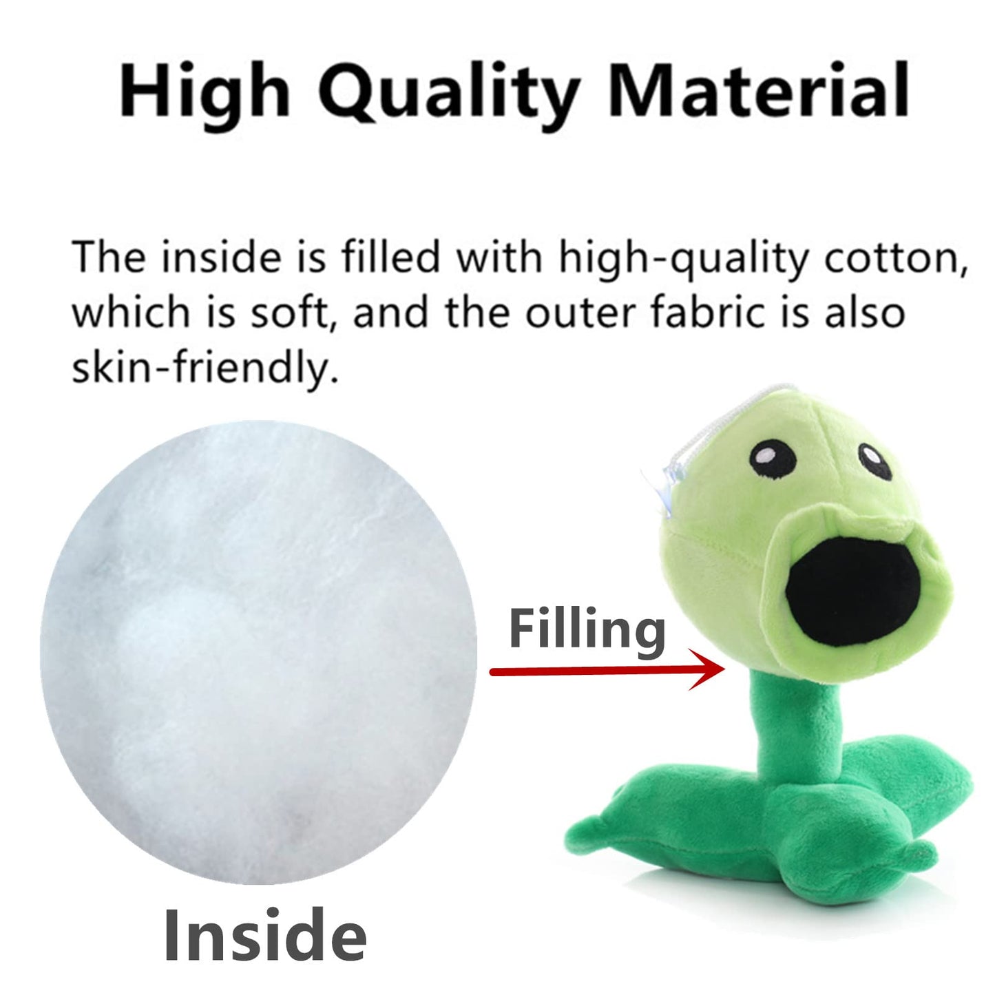 JHESAO 7" Plants and Zombies PVZ Plush Peashooter Toys PVZ 1 2 Stuffed Soft Zombies Doll Green Pea Shooter Plush Toy New