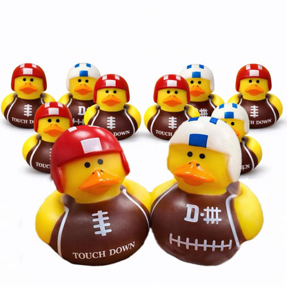 GIFTEXPRESS 24 Pack Football Rubber Duckies, 2 Inch Mini Sports Theme Ducks with Helmets, Assorted Styles, Touchdown Bath Toys for Game Day, Football
