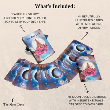 The Moon Deck: Eco-Printed Premium Oracle Set - 44 Cards with Guidebook - Strengthen Intuition, Self-Love Rituals, Emotional & Spiritual Health