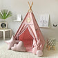 RONGFA Kids Teepee Tent with White Pom Pom - Indoor Play Teepee for Children Boys Portable Play House (Pink)