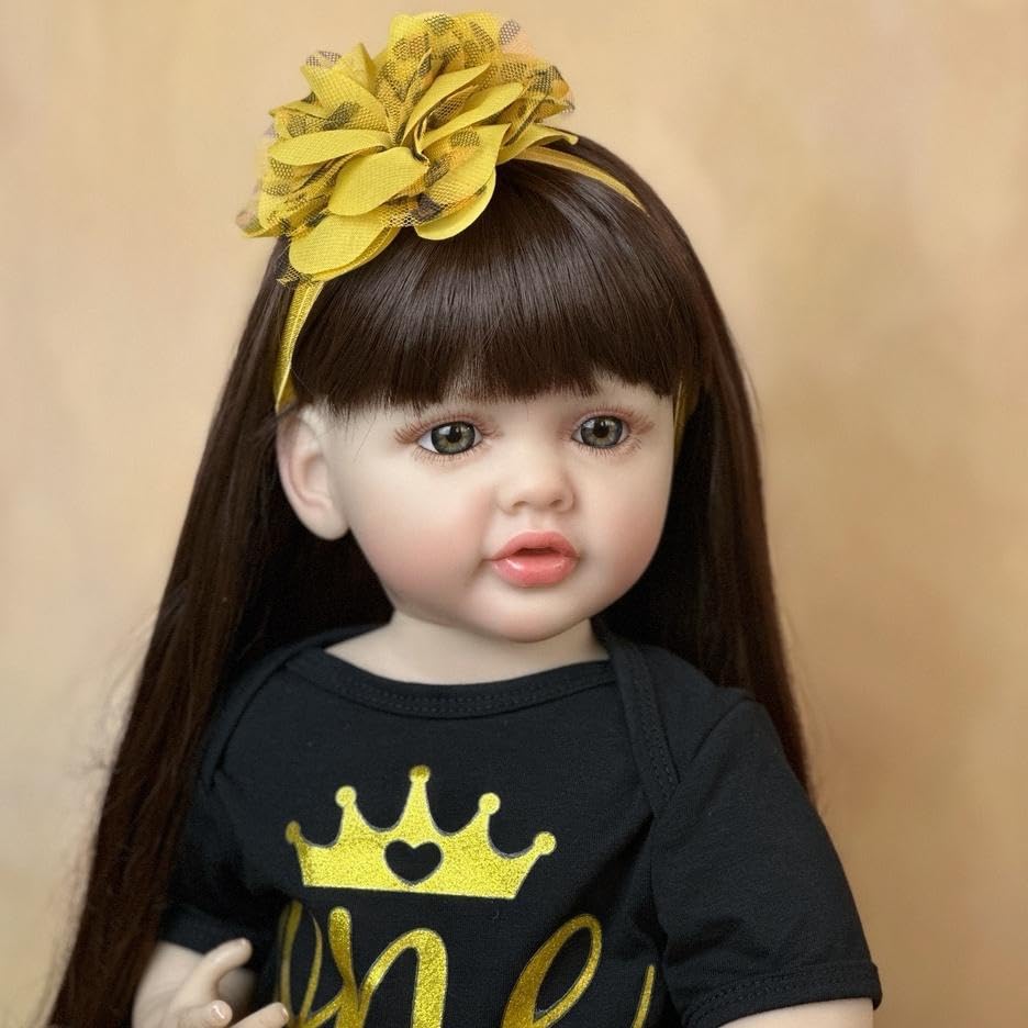 GUESSBELLY Lifelike 55 CM Full Soft Vinyl Body Reborn Baby Realistic Girl Doll 22 Inch Princess Toddler Art Bebe Birthday Gifts for Child
