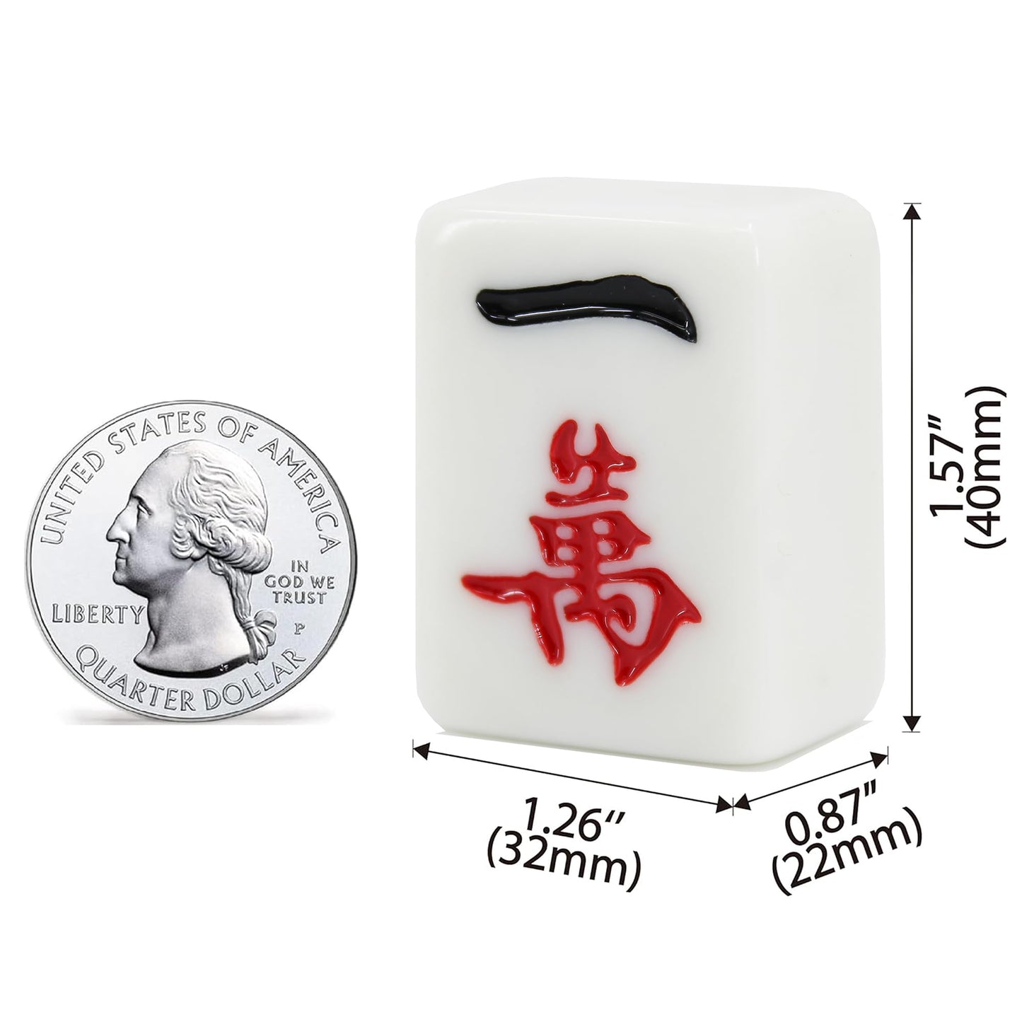 AzulHome Chinese Mahjong Game Set, 144 Large Melamine Mahjong Tiles (1.57'', Ivory) with 4 Dices and One Storage Bag, Complete Traditional Mahjong