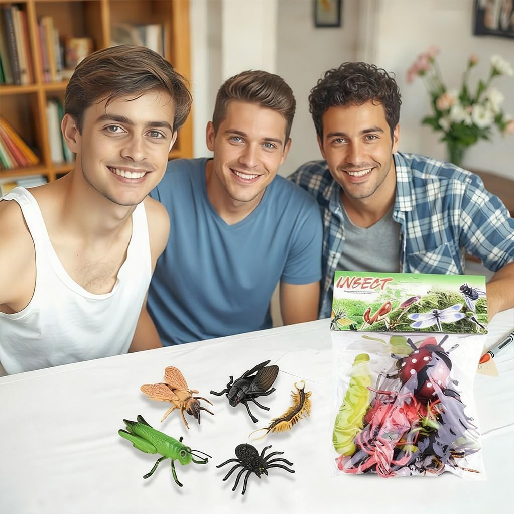 34 pcs Plastic Insects Lifelike Assorted Figures Realistic Insect Animal Model, Perfect Model for Recognizing Nature (34 Pcs Bugs)
