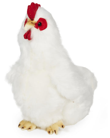 Bearington Henry Hen Stuffed Animal - 9" White Chicken Plush Toy with Realistic Details - Soft Farm Stuffed Chicken with Bean Bag Body - Adorable Hen