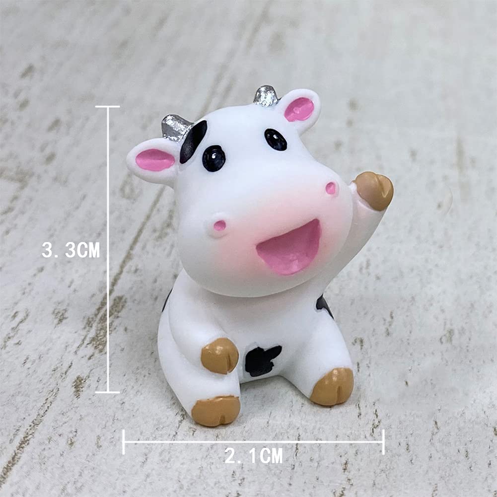 MAOMIA 8 Pcs Cow Figures for Kids, Animal Toys Set Cake Toppers, Cow Fairy Garden Miniature Figurines Collection Playset for Christmas Birthday Gift