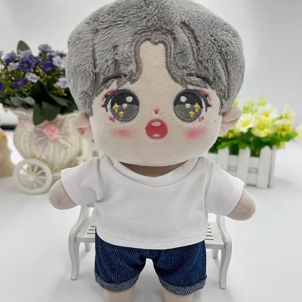 niannyyhouse 10cm 15cm 20cm Plush Doll Clothes Solid Pants Flip Over Jeans Soft Stuffed Plush Toy Dress Up Accessories (b1, 10cm)