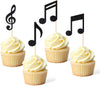 36 Pieces Musical Notes Cupcake Toppers, Black Glitter Rock Pop Music Theme Cupcake Picks Music Concert Theme Birthday Party Cake Decorations Supplies
