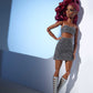 Barbie Signature Looks Doll (Petite, Red Hair) Fully Posable Fashion Doll Wearing Glittery Crop Top & Skirt, Gift for Collectors,Multi