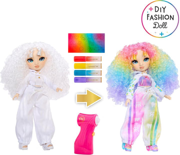 Rainbow High Air Brush & Create DIY Fashion Doll with Airbrush Marker Kit, Washable Rainbow Markers, Long Hair, Green Eyes, Color, Create, Play, Rinse