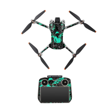 CAPART Removable sticker Skin for DJI Mini 4 Pro and DJI RC 2 Controller, Decorative Stickers Bubble Free (Black&Green)