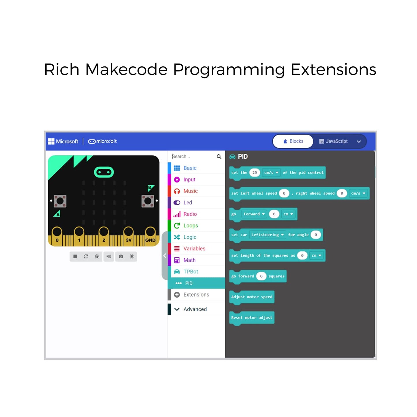 ELECFREAKS microbit Tpbot-Edu Version Kit Precise Control Angles and Directions Suitable for STEM Project, BBC Micro:bit DIY Coding Car with Wiki