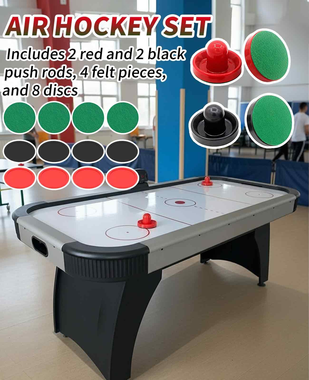 DAWZMR 16PCS Air Hockey Pucks and Paddles, Mini Goal Handles Pushers (4 Pushers 4 Pads 8 Pucks)