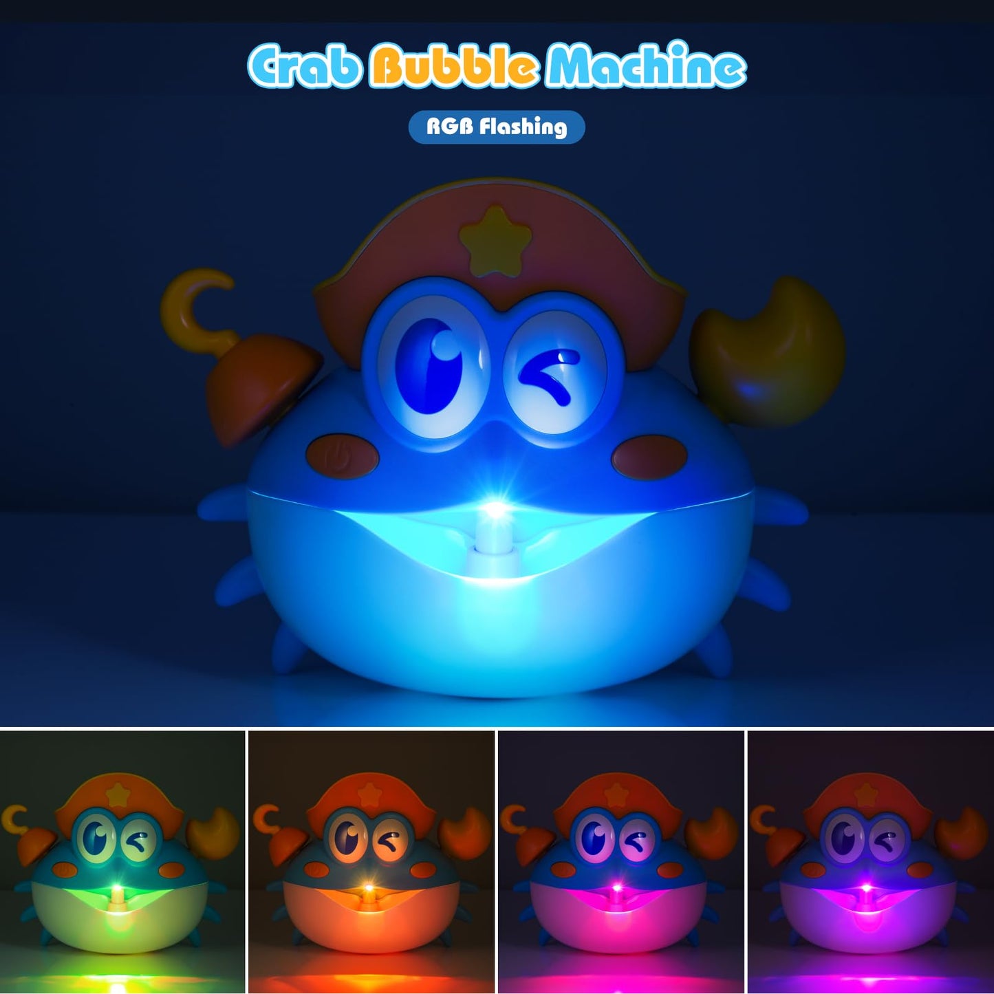 Bath Toys, Light Up Crab Bath Bubble Maker Bathroom Toys for Kids Ages 1-3 4-8,Bath Bubble Machine with Colourful Light Toddler Bathub Toy Great