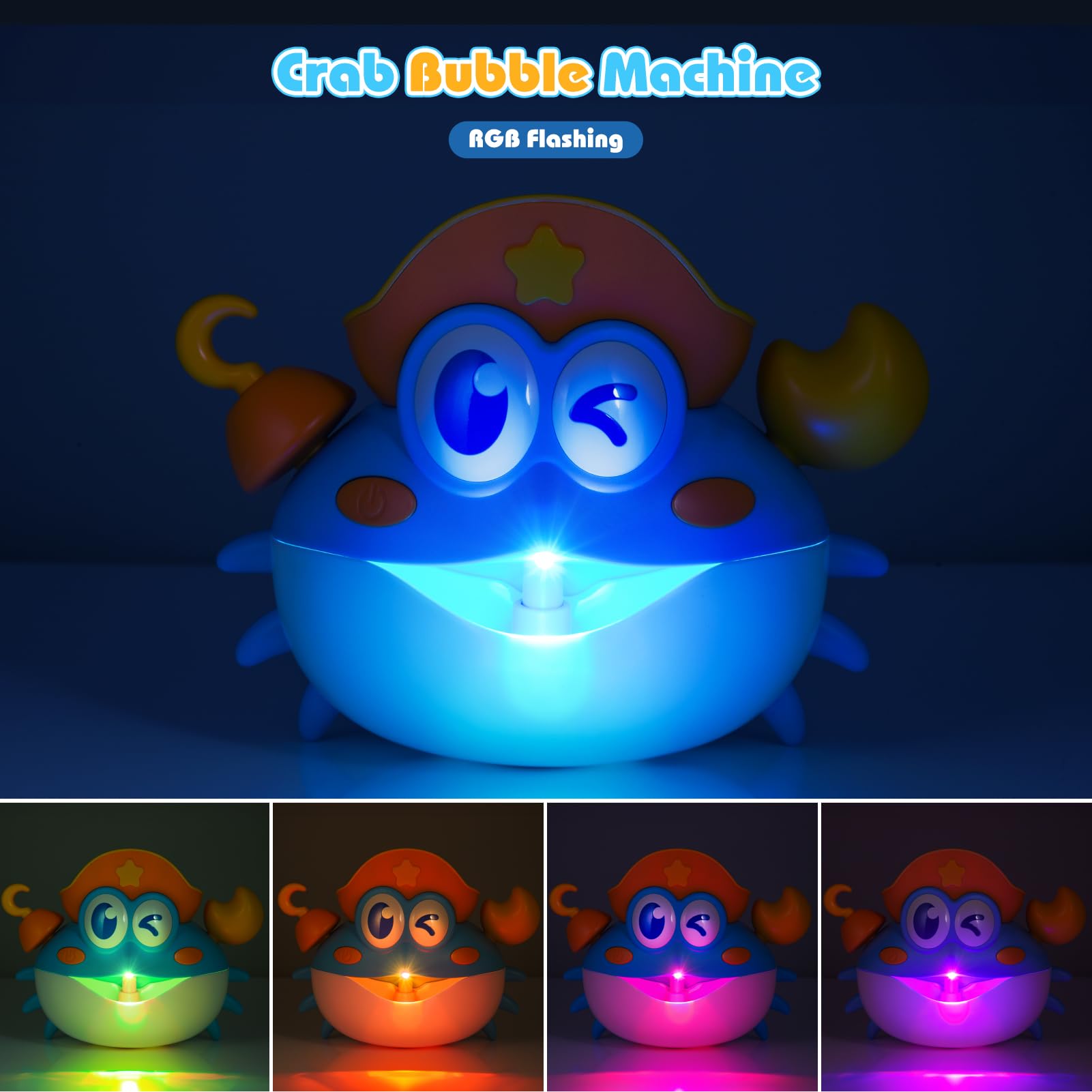 Bath Toys, Light Up Crab Bath Bubble Maker Bathroom Toys for Kids Ages 1-3 4-8,Bath Bubble Machine with Colourful Light Toddler Bathub Toy Great