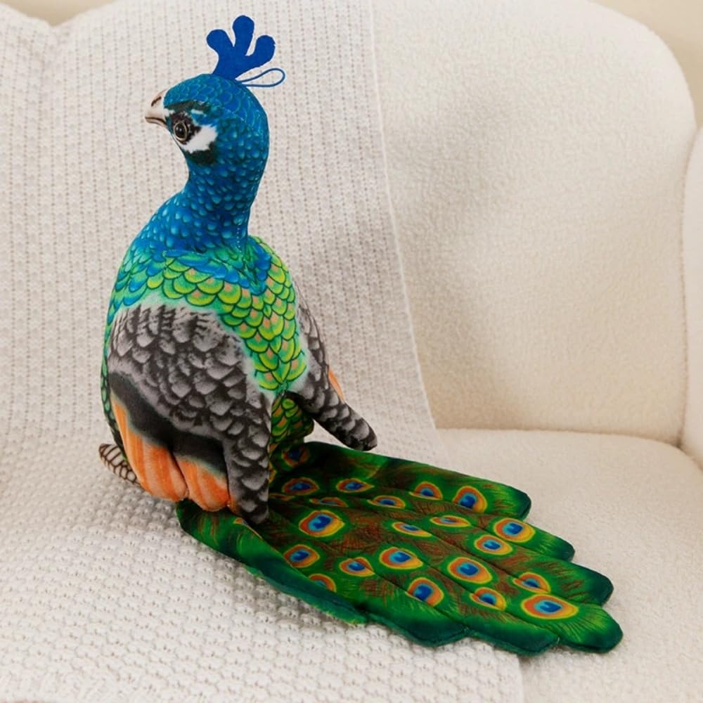 Xshelley 9.8inch Realistic Peacock Plush Toy,Cute Peacock Stuffed Animal Doll Peacock Plush Birthday Gift Home Decoration