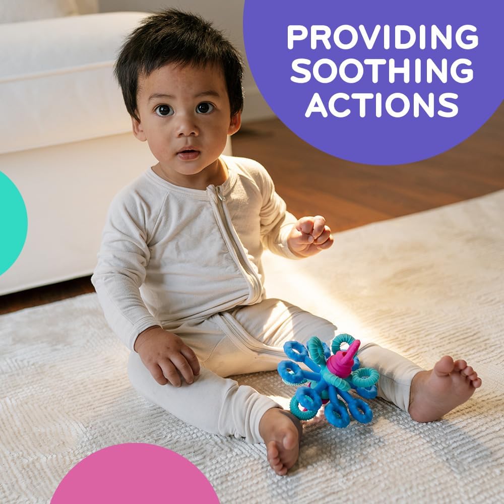 Mobi Games Okee Baby Sensory Ball, Twist, Pull, Push & Chew Baby Sensory Toys for Babies 0+ Months, Food-Grade Silicone, Bright Colorful Textures
