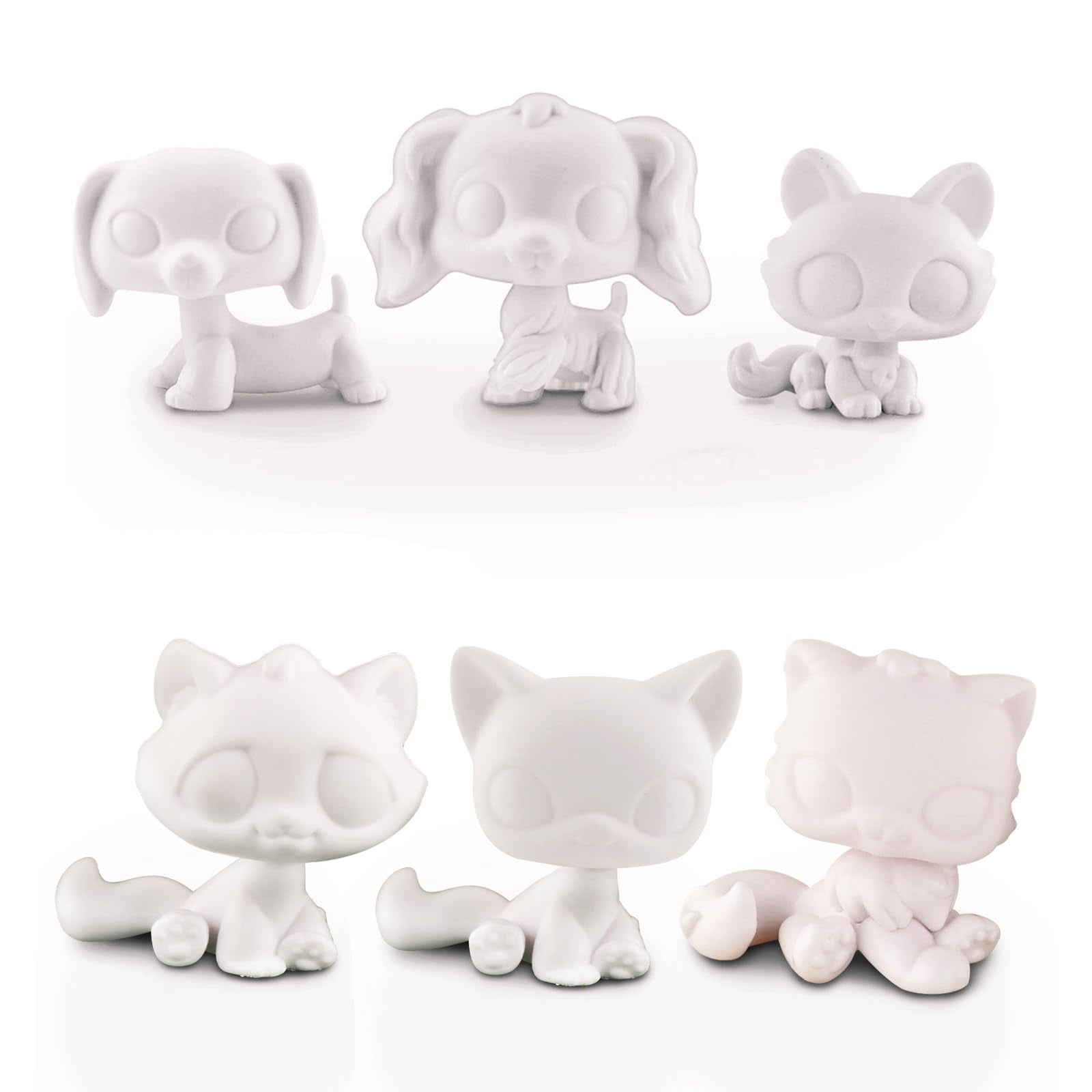 diylpshome 6Pcs Mini Pet Figure Base, Ideal for DIY Paint & Model Kits,Custom DIY Collie Dachshund Great Dane Cocker Spaniel Tabby Cat Sitting Cat