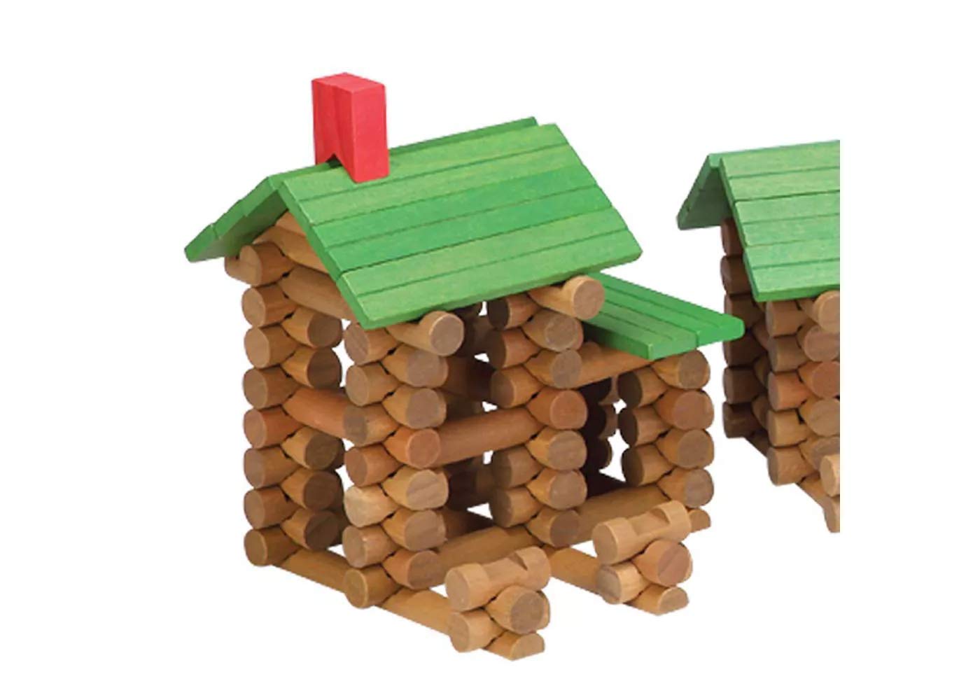 Tumble Tree Timbers Wood Building Set - 450 Pieces. Build Log Cabins. Educational STEM Toy