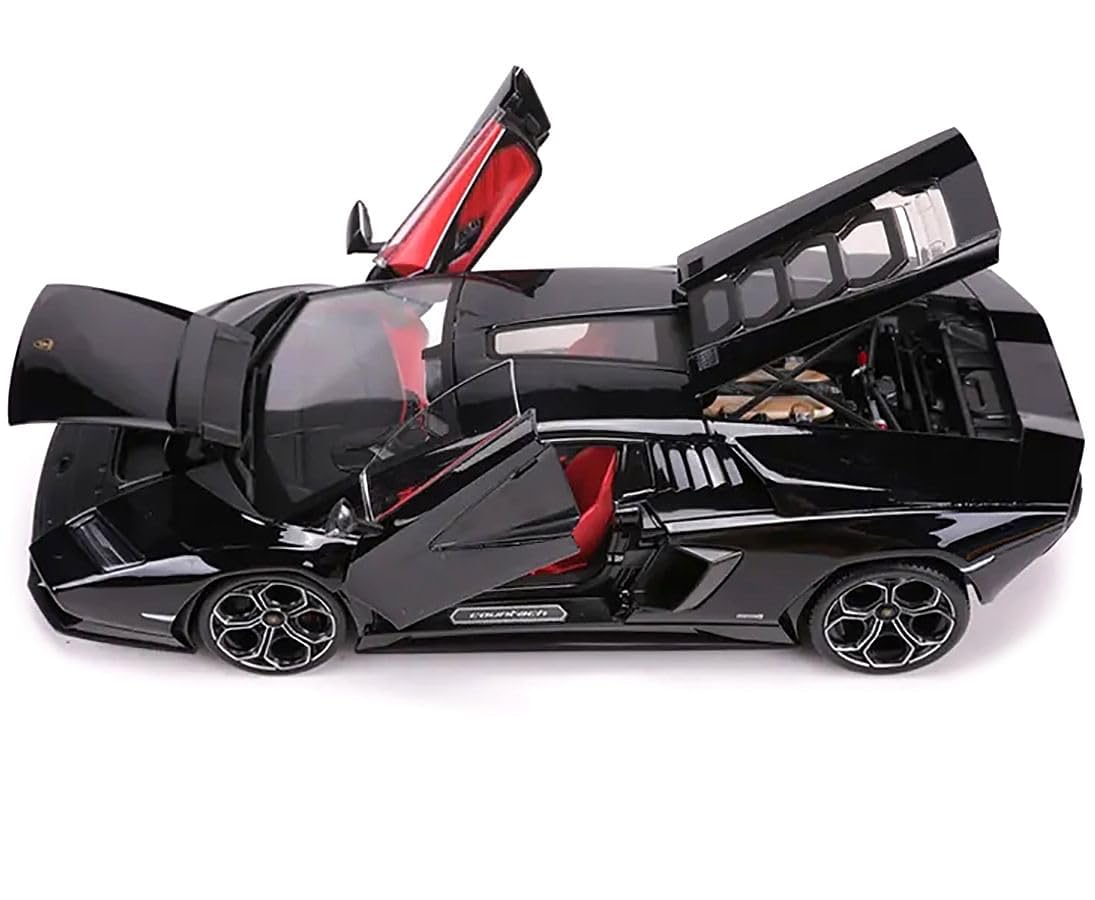 Lambo Countach LPI 800-4 Black with Red Interior Special Edition 1/18 Diecast Model Car 31459BK
