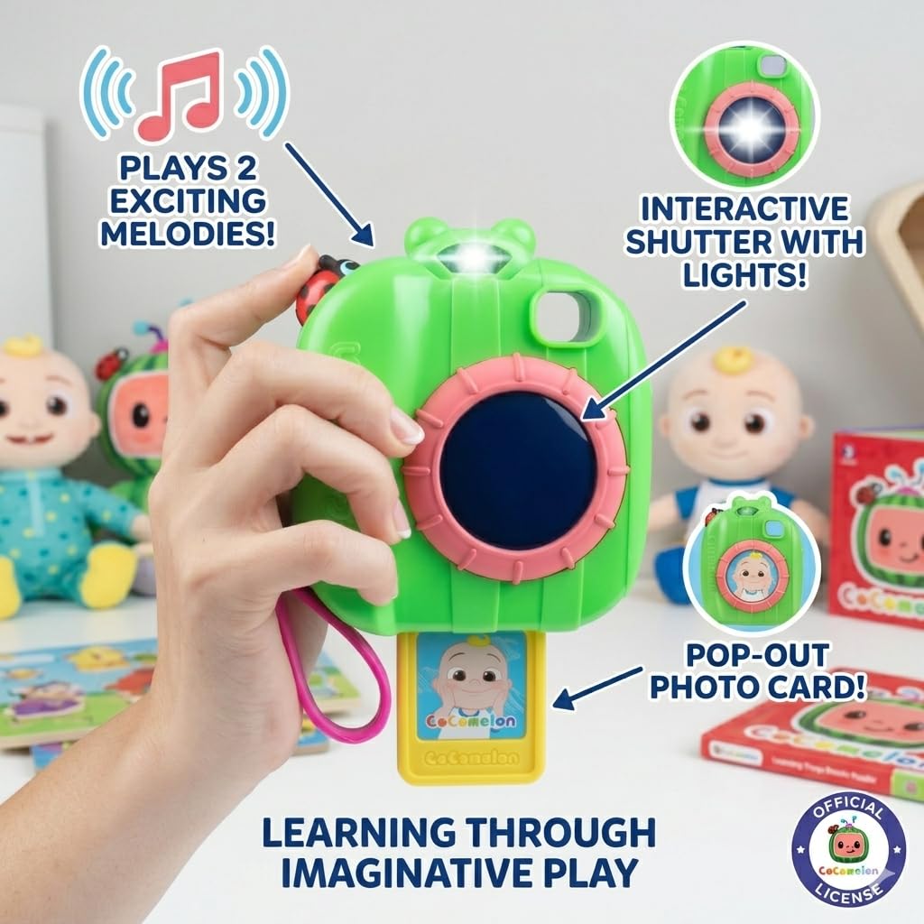 CoComelon Official Musical Cell Phone & Camera Toy Set - Interactive Pretend Tech with Lights, Sounds & JJ’s Song - Educational Learning Gift