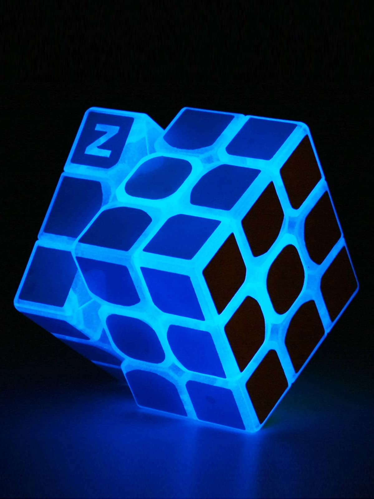 AMAZA 3x3 Fluorescent Speed Cube 3x3x3 Glow in Dark Luminous Speed Cube 3 by 3 Magic Cube Puzzle Toy Brain Teasers IQ Puzzles Game Toys for Children