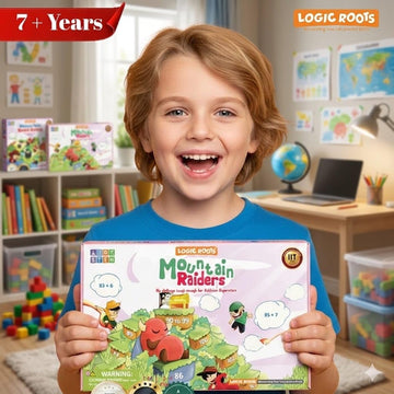 Logic Roots Addition Game - Fun Math Board Game for 7-9 Year Olds, Easy Start STEM Toy with Addition of 2 & 3 Digit Numbers (Moutain Raiders)