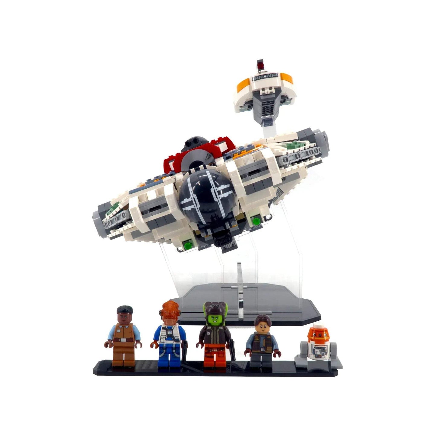 Brickcessories Display Stand Compatible with LEGO Star Wars 75357 Ghost and Phantom II - Angled Flight Display with Minifigure Base - Set Not Included