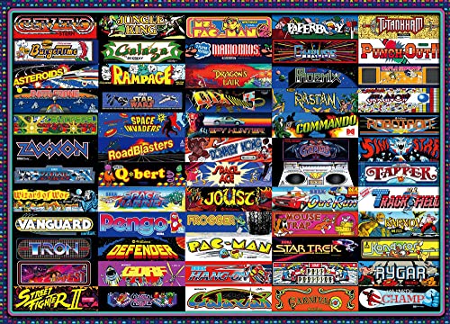 Arcadeageddon! Retro Arcade Game Collage Puzzle for Adults and Kids | Difficult 1000 Piece Jigsaw Puzzle, '80s Toys & Games | Interactive Brain