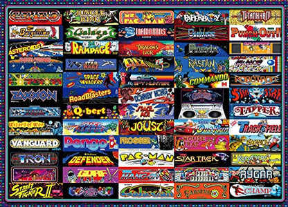 Arcadeageddon! Retro Arcade Game Collage Puzzle for Adults and Kids | Difficult 1000 Piece Jigsaw Puzzle, '80s Toys & Games | Interactive Brain