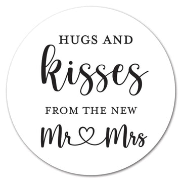 Hugs and Kisses from the new Mr. & Mrs. Mini Candy Stickers 0.75 Inch Wedding Favors Set of 216 (Black)