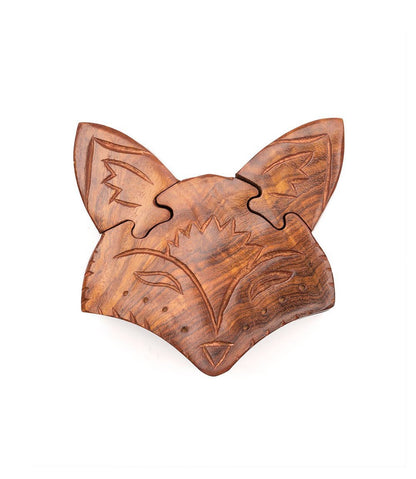 Matr Boomie, Hand Carved Solid Wood Fox Puzzle Box/Jewelry Box/Brain Teaser with Secret Compartment