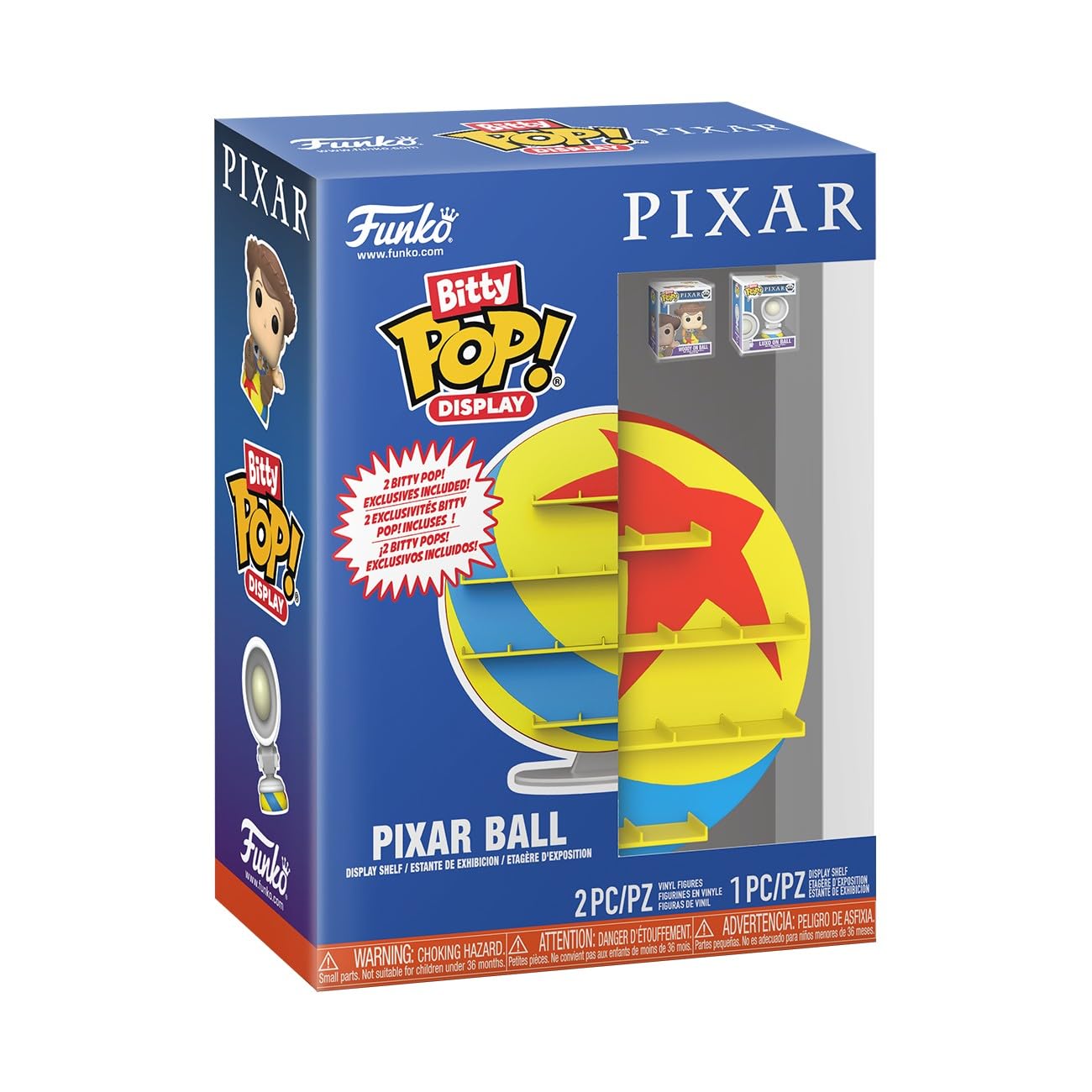Funko Pop! Bitty Display: Pixar Ball - Woody and Luxo on Ball Exclusive Included - Display Total of 18 Bitty Characters