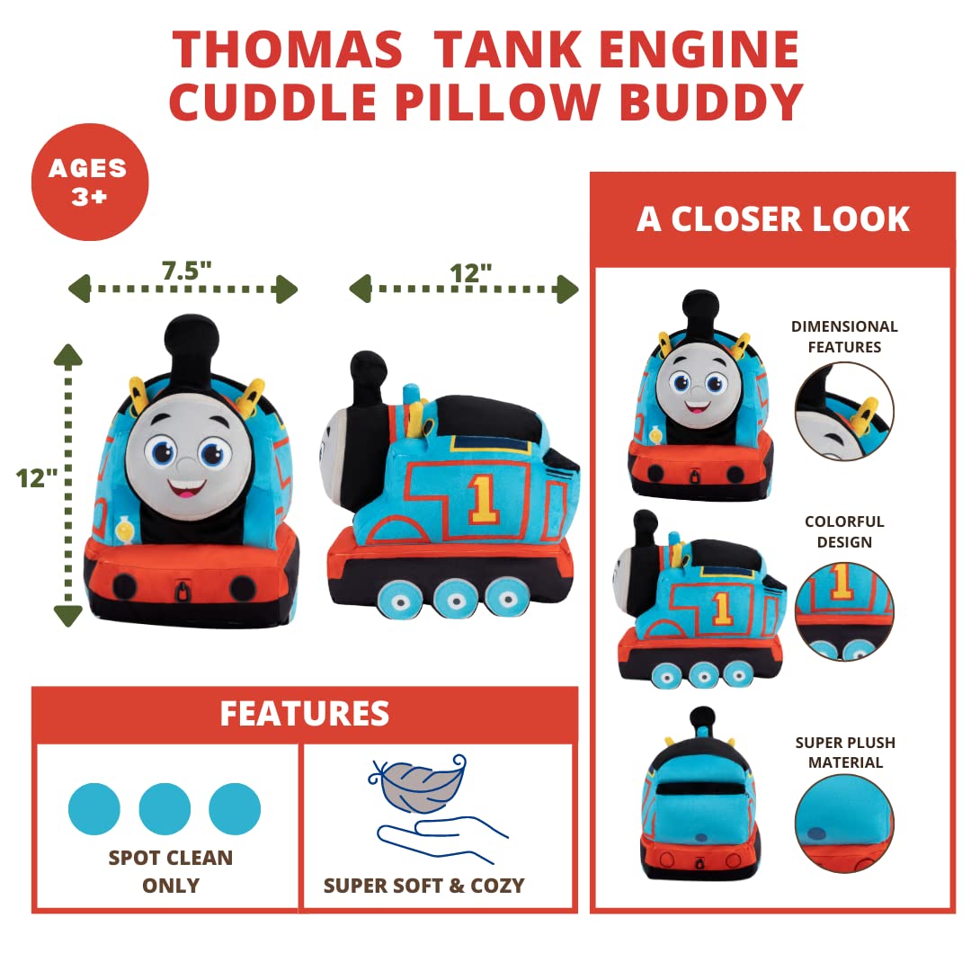 Thomas & Friends Engine Train Kids Bedding Super Soft Plush Cuddle Pillow Buddy, (Officially Licensed Product) By Franco