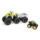 TOMY Monster Treads John Deere Roaring Rev Up Hauler Monster Truck Toy Set - Includes Monster Truck, Trailer, and John Deere Gator - Construction Toys