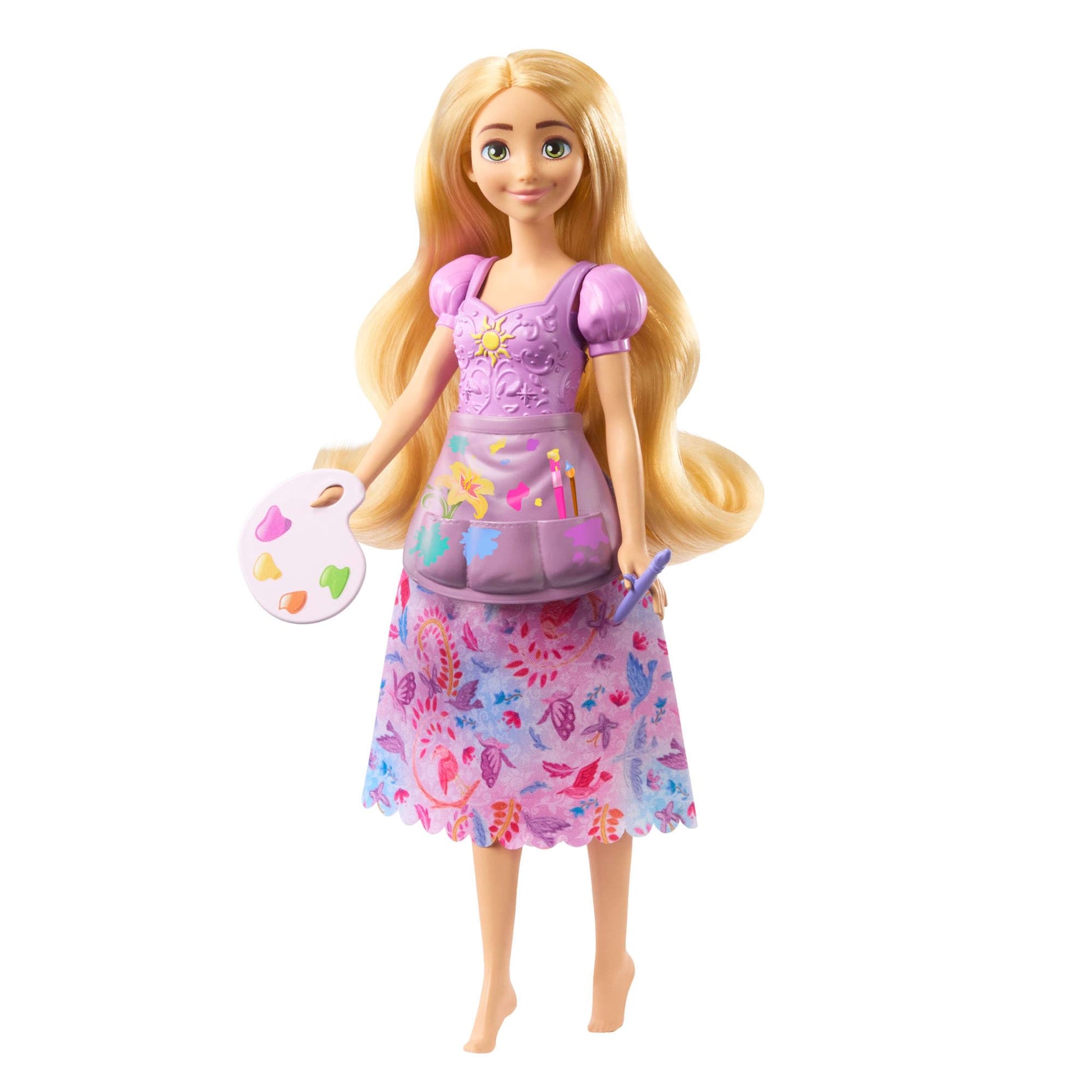 Mattel Disney Princess Toys, Rapunzel Fashion Doll with 2 Looks, 9 Accessories, 2 Snap-On Bodices & 2 Skirts, 2-in-1 Stories Inspired by Disney