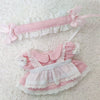 niannyyhouse 10cm Plush Doll Clothes Maid Outfit Headdress Apron Dress Doll Dress up (Pink)