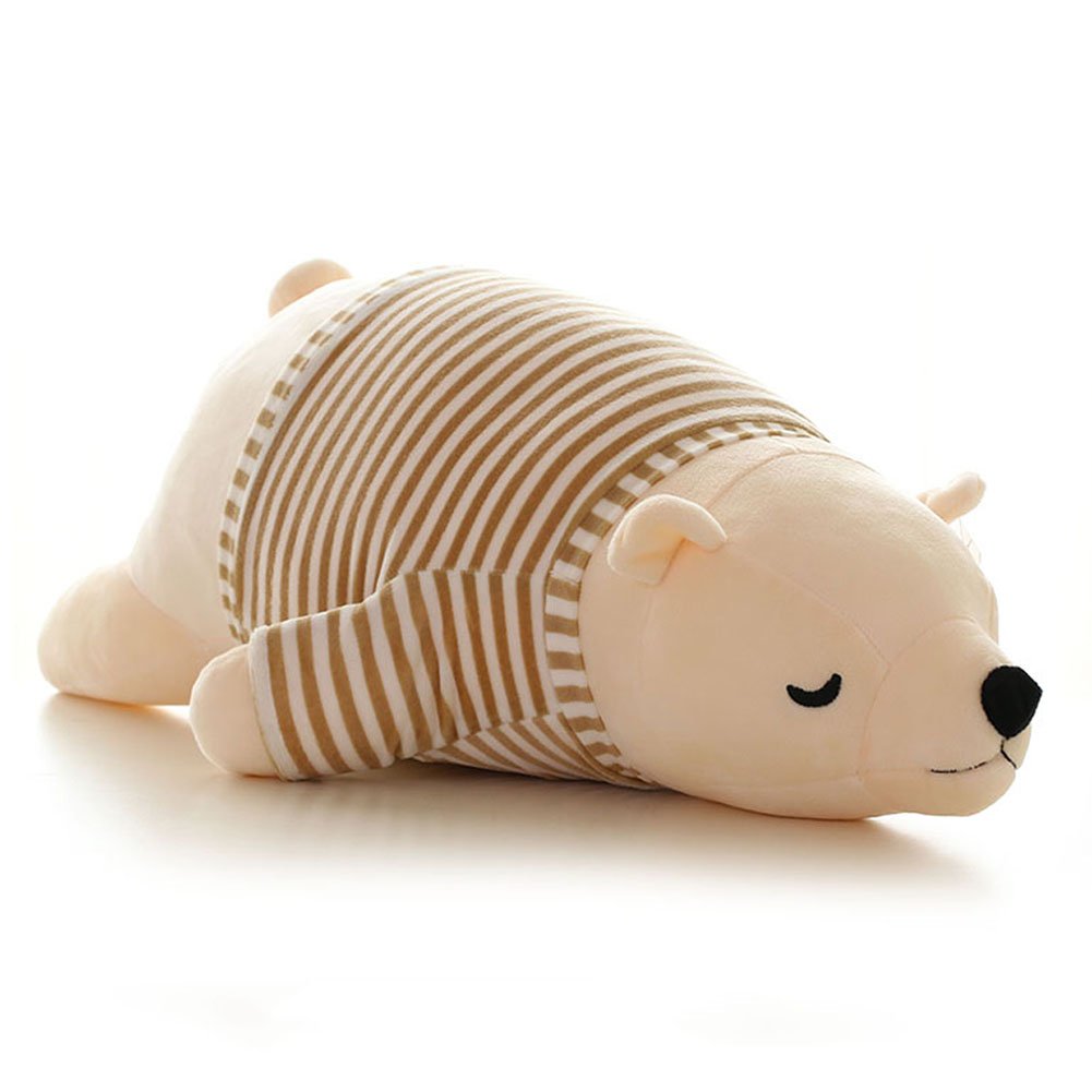 MMTTAO Stuffed Polar Bear Animal Plush Toy 14 Inch Small White Sleeping Bear Animal Stuff Soft Plushies Cute Dolls Collection Huggable Pillow Cushion