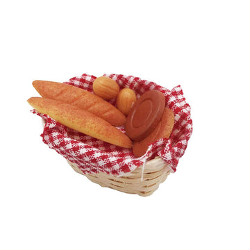 SXFSE Dollhouse Decoration Accessories,1/12 Mini Dollhouse Miniature Food Bread Toast with Basket